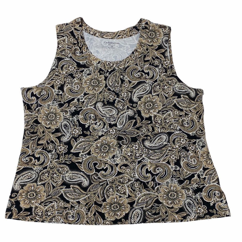 CROFT & Barrow Floral Paisley Sleeveless Blouse 2x - Picture 6 of 10